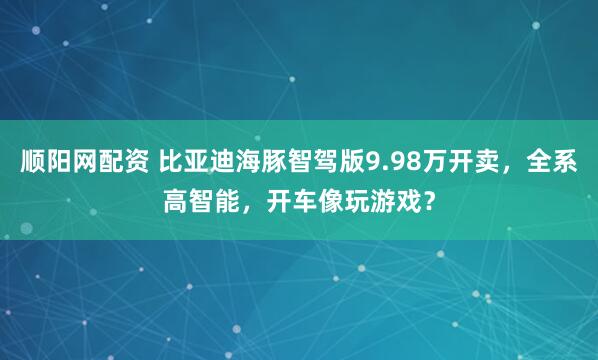顺阳网配资 比亚迪海豚智驾版9.98万开卖，全系高智能，开车像玩游戏？